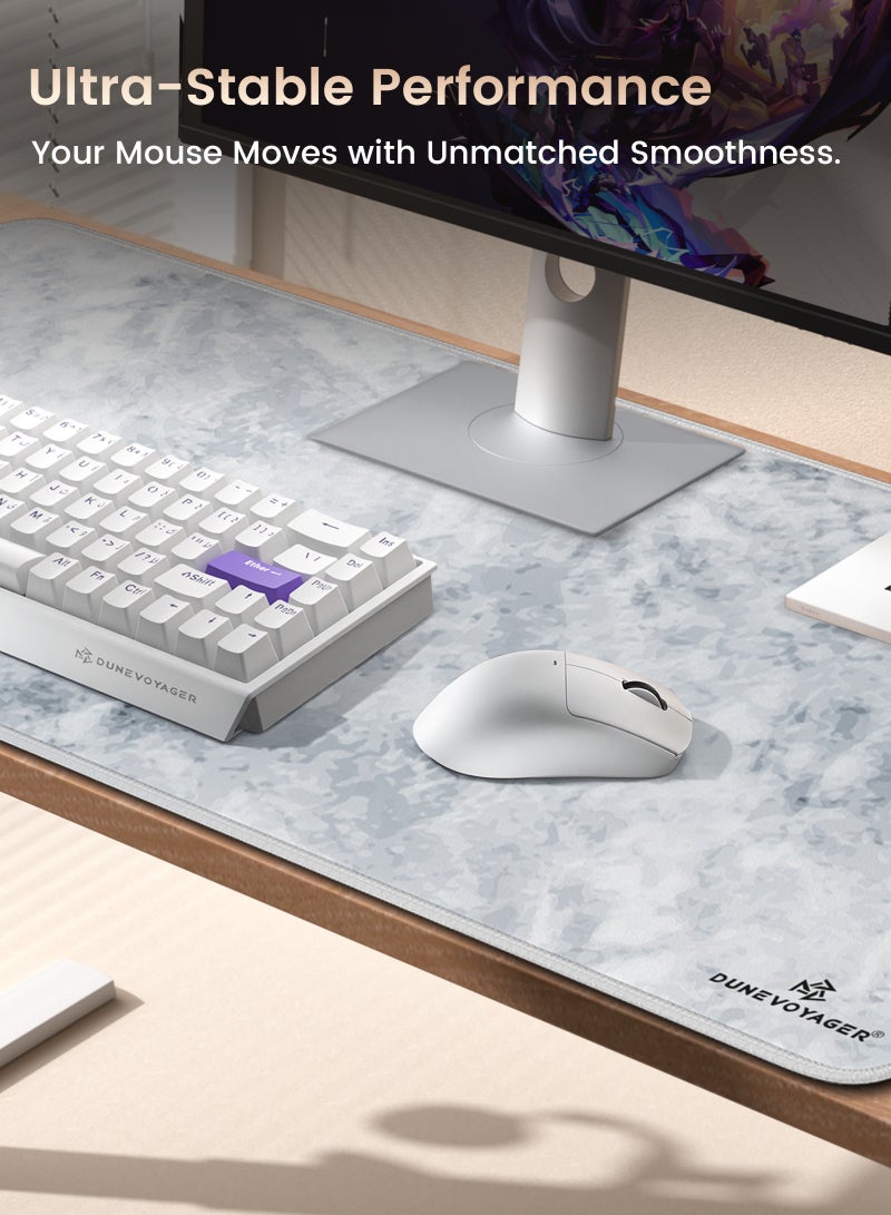 DuneVoyager M3P Relief White ماوس باد للألعاب XXXL ‎1200×600×4‎ مم – حجم فائق الكِبر يغطي كامل سطح المكتب، سطح ممتد مقاوم للماء، قاعدة مطاطية مانعة للانزلاق، تحكم سلس وثابت، مع علبة هدايا - view 4