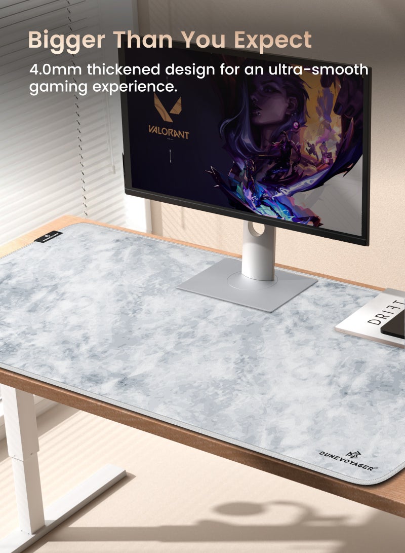DuneVoyager M3P Relief White ماوس باد للألعاب XXXL ‎1200×600×4‎ مم – حجم فائق الكِبر يغطي كامل سطح المكتب، سطح ممتد مقاوم للماء، قاعدة مطاطية مانعة للانزلاق، تحكم سلس وثابت، مع علبة هدايا - view 2