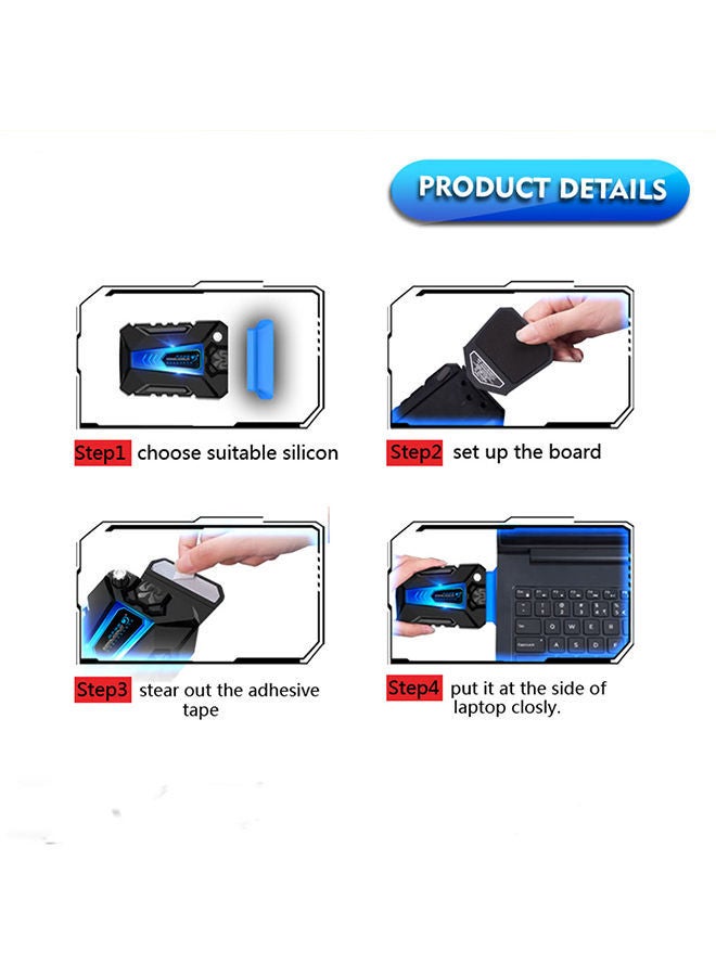 NIBEMINENT Portable Laptop Cooler Black/Blue - Image 5