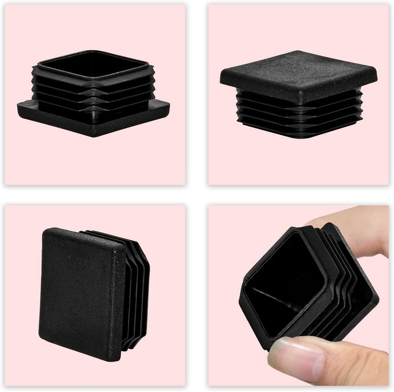 Flyshop 40 x 40 mm, 1-9/16" x 1-9/16" OD Square Tubing End Caps Black Plastic Pipe Tube Plugs Chair Glide Insert 8 Pack - Image 3
