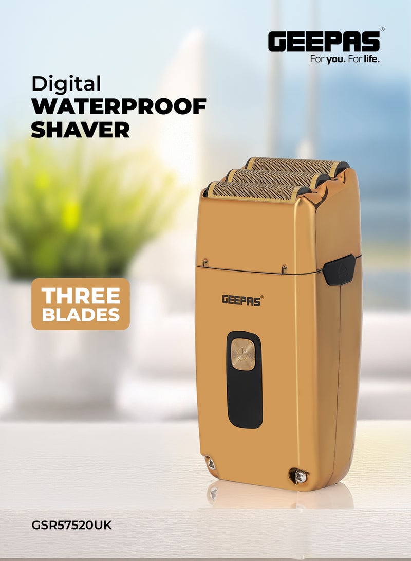 Digital Waterproof Shaver Gsr57520Uk For Men Ipx6 Rating 3 Blades Cord And Cordless Operation With Travel Safety Lock Perfect For In House Styling Regular Grooming Travelling Etc