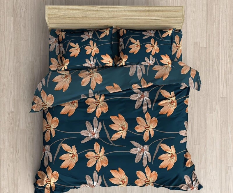 Pure Cotton Bedsheet for Double Bed250 TC Double 3D Printed Bedsheet with 2 Large Size Pillow Covers 90 x95 Printed Bedsheet with 2 Pillow Covers  - Image 1