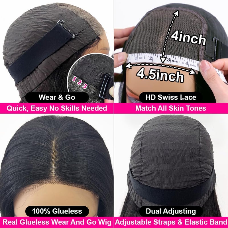 Hedy Wear and Go Glueless Wigs Human Hair Pre Plucked Pre Cut HD Lace No Glue Body Wave Lace Front Wigs for Black Women Human Hair Glueless with Natural Hairline 180% Density 22 Inch - Image 5
