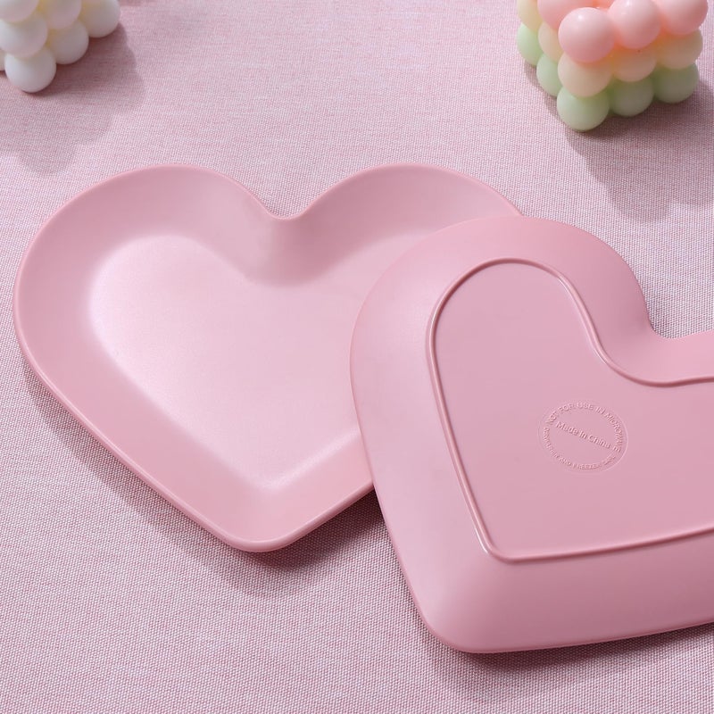 Webbylee Melamine 8'' Valentineâ€™s Day Dinner Plates & Dinnerware Set of 4, Heart-Shaped Plates, Romantic Red & Pink for Couples, Parties, and Gifts,Dishwasher Safe - Image 3