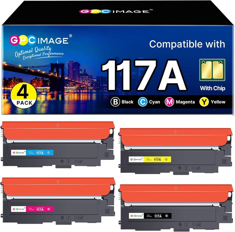 GPC Image 117A Toner Set Compatible With HP Color Laser MFP 178nwg 179fwg 179fnw 178nw 150nw 150w - W2070A W2071A W2072A W2073A (Pack of 4) - Image 1