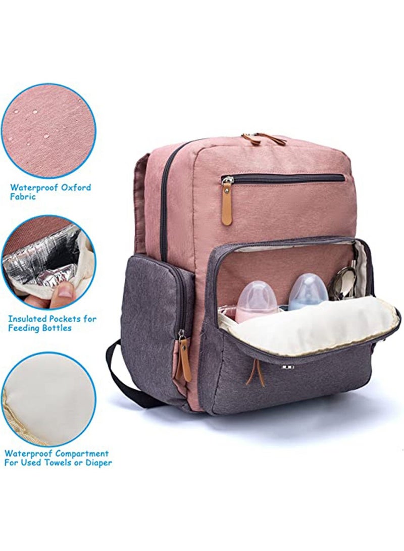 GT-Wheel Diaper Backpack, Waterproof Canvas Baby Bag with Insulated Pockets Stroller Straps Changing Pad - Image 5