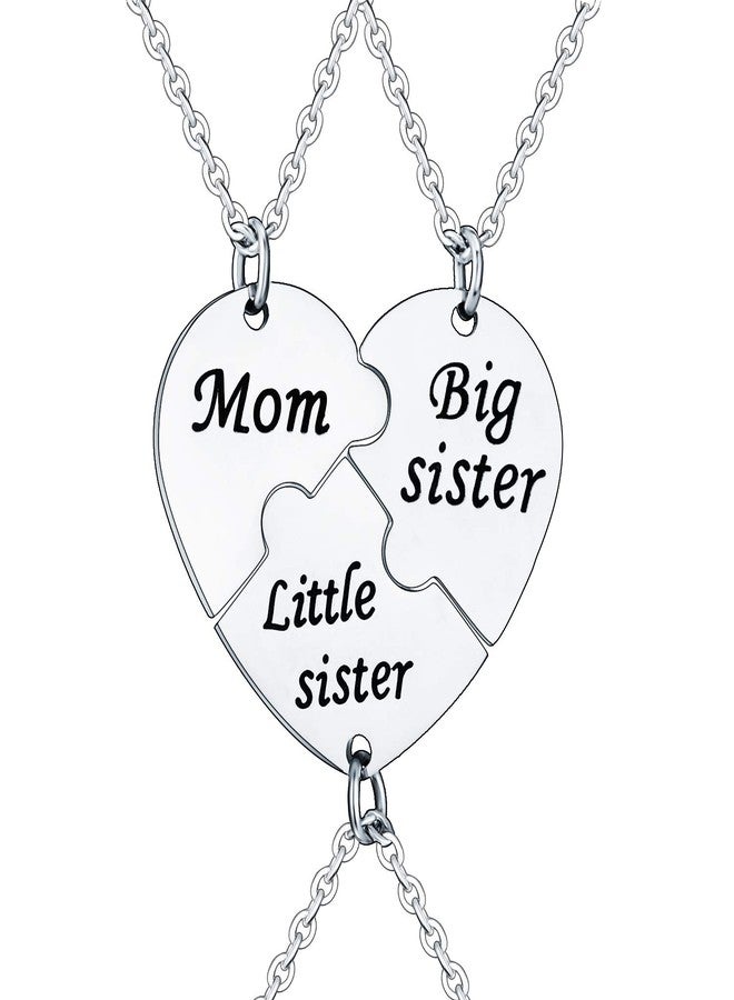 YEEQIN 3PCs/Set Mom Big Sister Little Sister Mom Necklaces Set Mother Daughters Matching Heart Jewley Set - Image 1