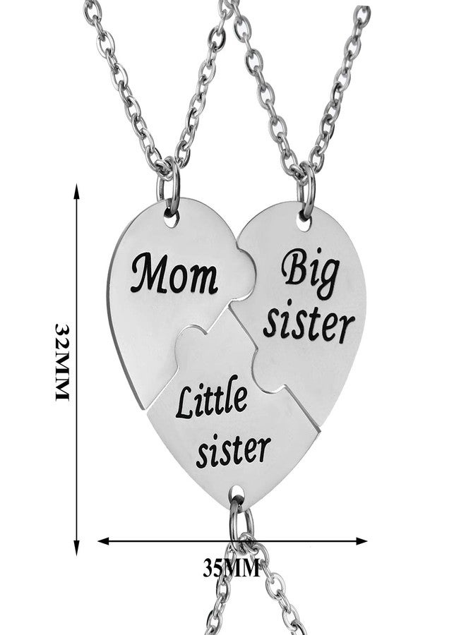 YEEQIN 3PCs/Set Mom Big Sister Little Sister Mom Necklaces Set Mother Daughters Matching Heart Jewley Set - Image 5