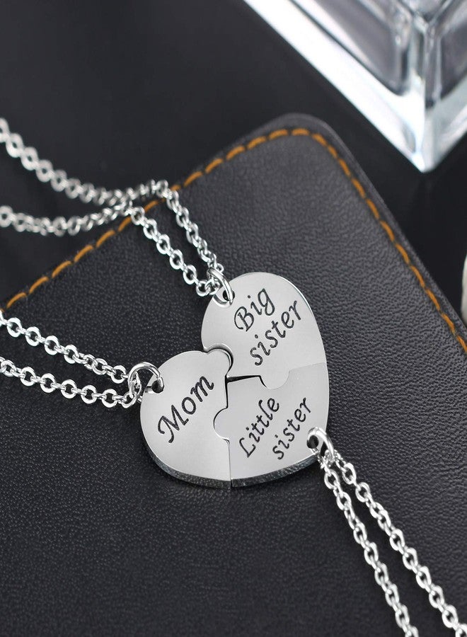 YEEQIN 3PCs/Set Mom Big Sister Little Sister Mom Necklaces Set Mother Daughters Matching Heart Jewley Set - Image 2