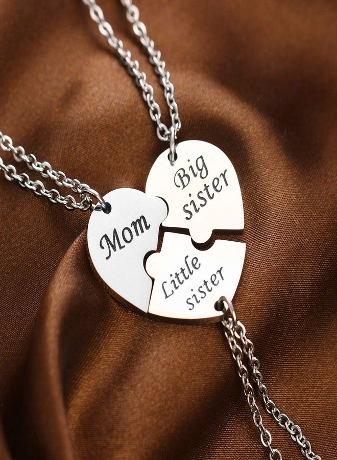 YEEQIN 3PCs/Set Mom Big Sister Little Sister Mom Necklaces Set Mother Daughters Matching Heart Jewley Set - Image 4