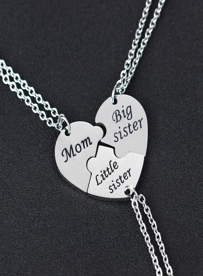 YEEQIN 3PCs/Set Mom Big Sister Little Sister Mom Necklaces Set Mother Daughters Matching Heart Jewley Set - Image 3