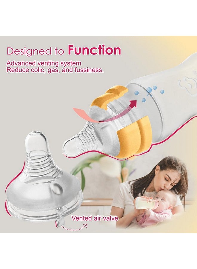 Nenesupply Silicone Baby Bottles Newborn Feeding Bottles Slow Flow Breastfeeding Bottle for Breastfed Babies Wide Neck 8oz Anti Colic Level 2 Nipple for 1+ Month Infant Replace Spectra Bottle Pumping - Image 4