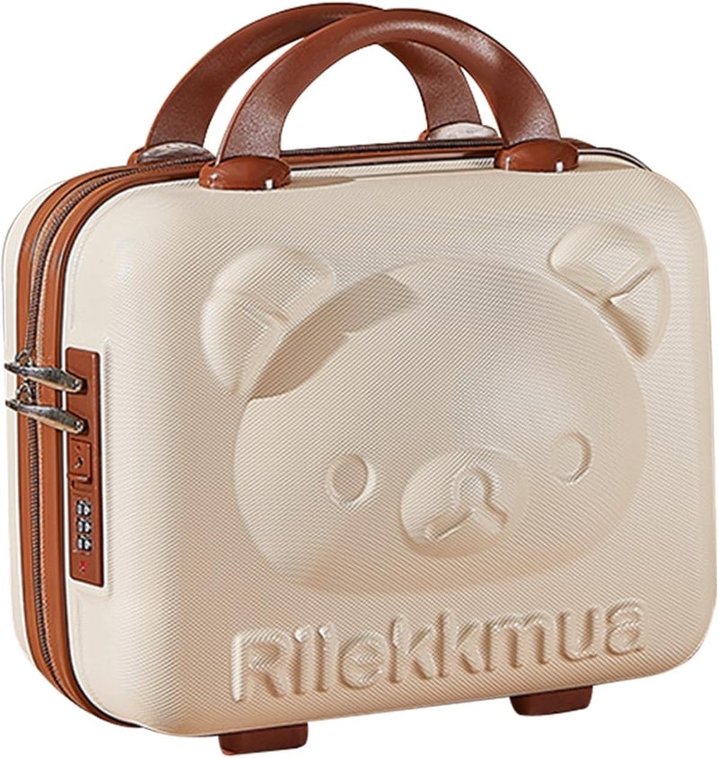 SUNBEET Mini Hard Shell Hard Travel Luggage Makeup Case Small Portable Carrying Case Suitcase Organizer Makeup Storage Box for Women (T-Cream) - Image 1