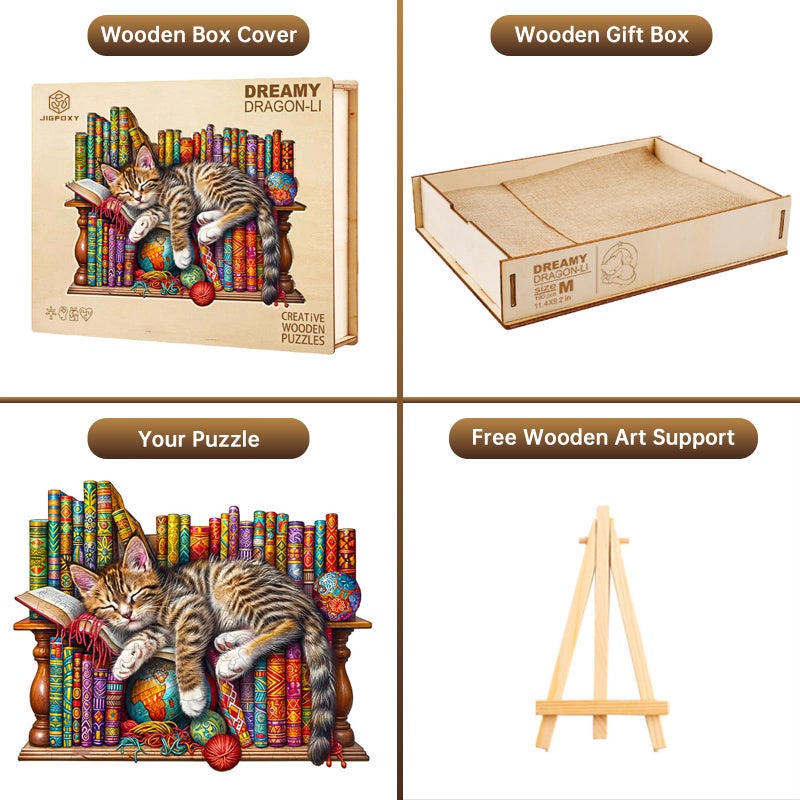 Jigfoxy Wooden Puzzle for Adults  DragonLi Cat Wooden Jigsaw Puzzles for Adult  Unique Animal Shape Wood Cut Puzzles  Christmas Thanksgiving Gifts for Friends Family (S-8.5 * 6.9in-100pcs) - Image 5