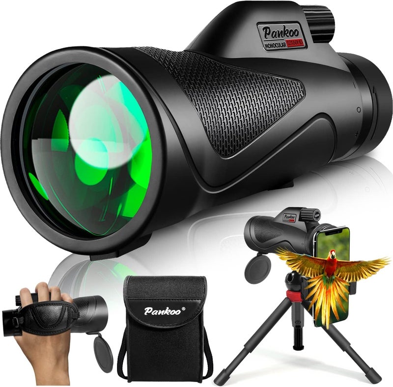 Pankoo 12x60 Monocular Telescope High Powered with Smartphone Adapter Tripod and Portable Bag, Larger Vision Monoculars for Adults with BAK4 Prism & FMC Lens, Suitable for Bird Watching Hiking Travel - Image 1