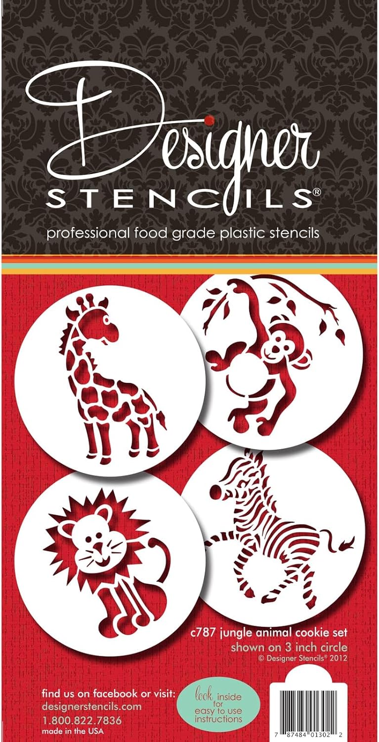 Designer Stencils C787 Jungle Animals Cookie, Beige/Semi-Transparent - Image 1