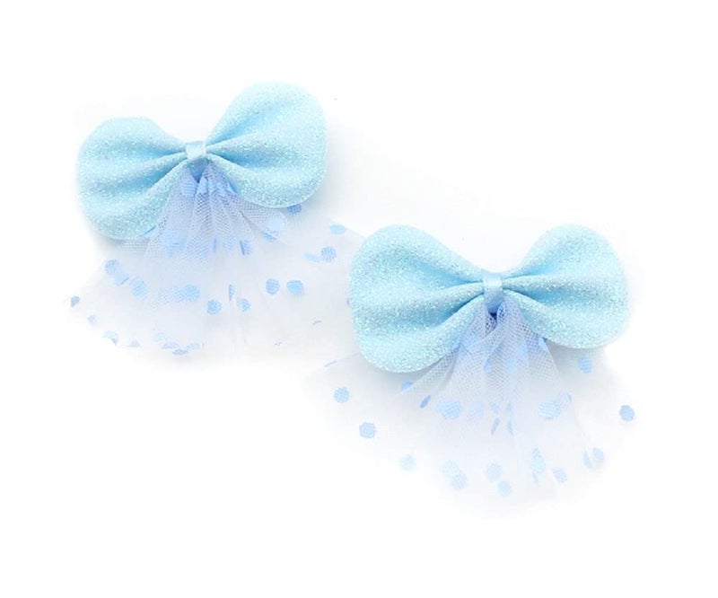 Hot&Sattion Hot & Sattion 6 Packs Baby Girl Hair Clips Polka Dotted Chiffon Glitter Non-slip Butterfly Clips Barrettes for Girls Baby Kids Children Toddlers Hair Accessories (6 packs) - Image 5