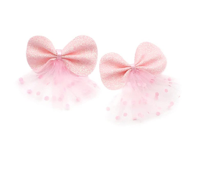 Hot&Sattion Hot & Sattion 6 Packs Baby Girl Hair Clips Polka Dotted Chiffon Glitter Non-slip Butterfly Clips Barrettes for Girls Baby Kids Children Toddlers Hair Accessories (6 packs) - Image 3