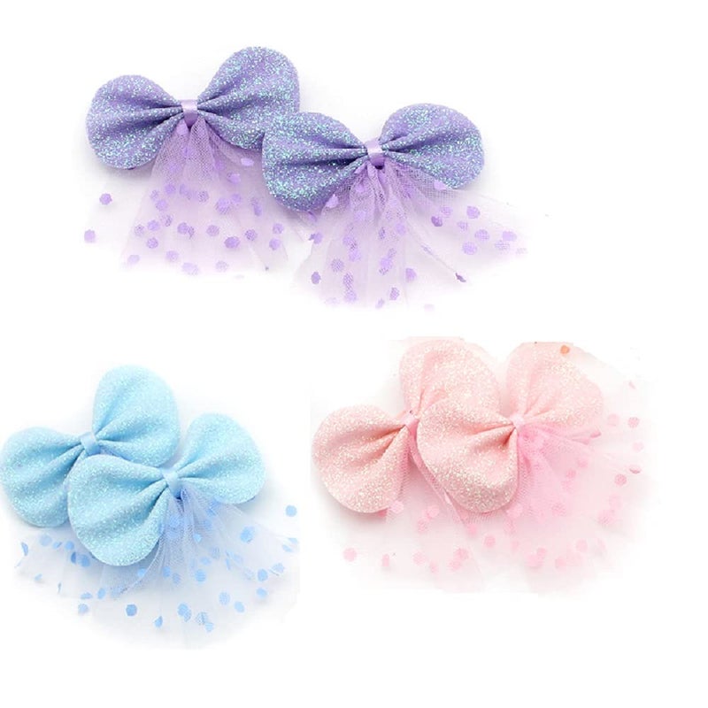 Hot&Sattion Hot & Sattion 6 Packs Baby Girl Hair Clips Polka Dotted Chiffon Glitter Non-slip Butterfly Clips Barrettes for Girls Baby Kids Children Toddlers Hair Accessories (6 packs) - Image 1