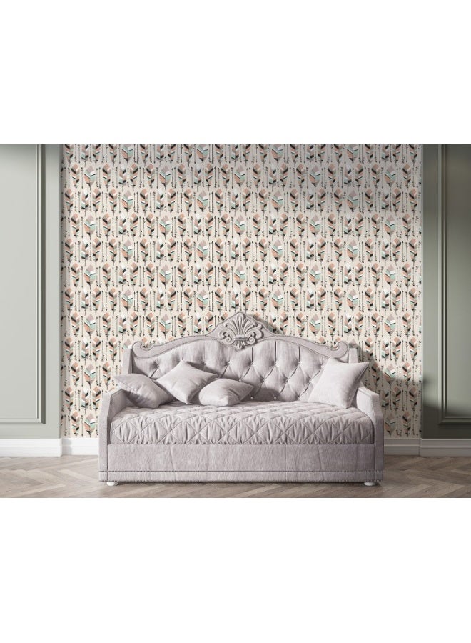 Home Gallery Boho Seamless Pattern With Arrows And Feathers Background
 Fabric Wallpaper Covers An Area ​​Up To 4.2Mx3M With Adhesive  And Smoothing Tool  - Image 1