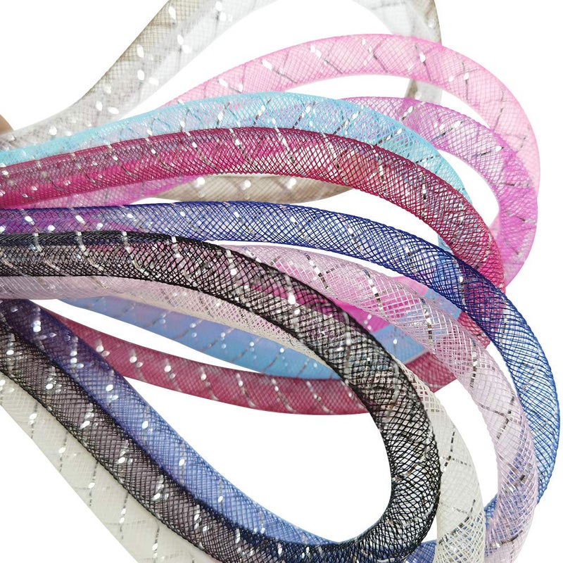 Chenkou Craft Assorted 13 Colors 26Yards Solid Mesh Tube Deco Flex for Wreaths Crafts Mix 388mm