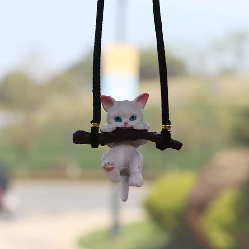 AMIORO Cute Branch Cat Car pendant Interior Rearview Mirrors kitten Charms Home Ornaments 1 - Image 3