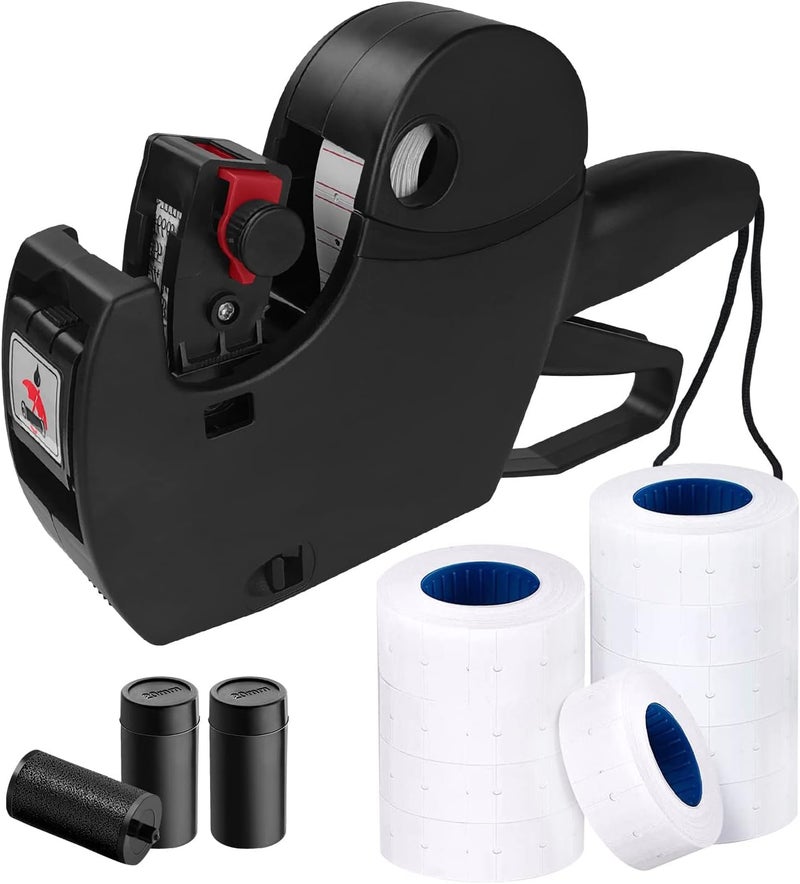 KPX MX5500 Pricing Tag Gun with 5150 pcs Sticker Labels & Extra Inker, 8 Digits Tag Maker for Retail Shop, Grocery Store (Black) - Image 1