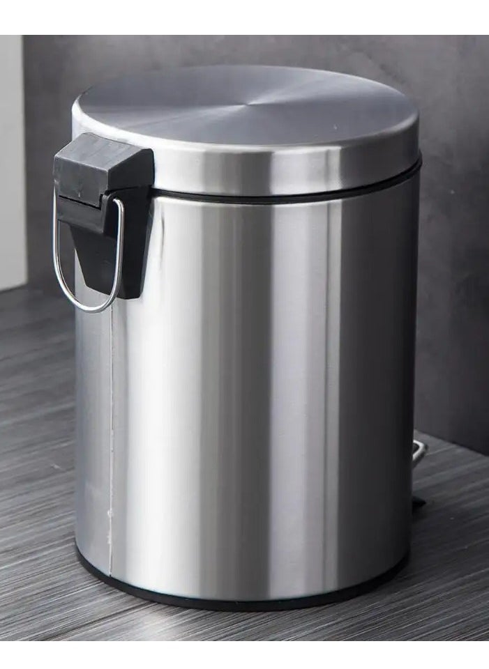 Generic - Step Trash Bin | Glossy Stainless Steel Finish | Groove Pedal | Suitable For Bathrooms, Kitchens & Homes | 7 Liters - Image 1