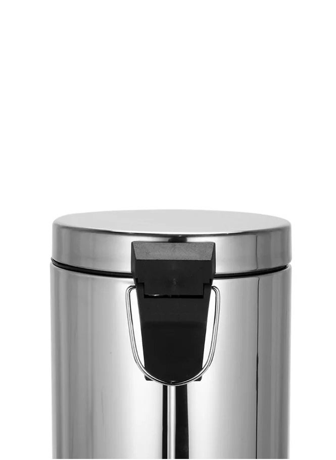 Generic - Step Trash Bin | Glossy Stainless Steel Finish | Groove Pedal | Suitable For Bathrooms, Kitchens & Homes | 7 Liters - Image 1