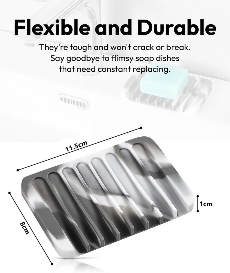 Baskety Silicone Soap Holder, Soap Dish Stand Saver Tray Case for Shower, Silicone Dishes for Bathroom Kitchen Counter Sink for Bar Soap Sponge, Keep Soap Bars Dry and Clean. Pack of 3. (Shibori) - Image 2