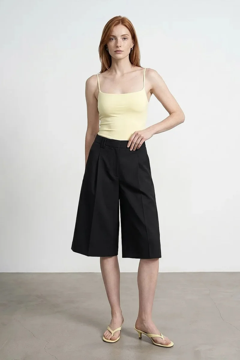 Dilvin Lemon Yellow DILVIN Sleeveless Square-neck Nylon Bodysuit for Women | Best Price UAE