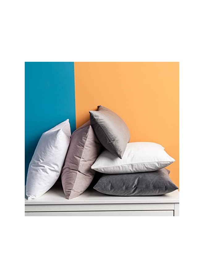 The Bros Cream White Decorative Velvet Throw Pillow Covers 20x20 Inches Set of 2,Luxury Solid Soft Pillow Covers for Sofa Couch Bed - Image 4
