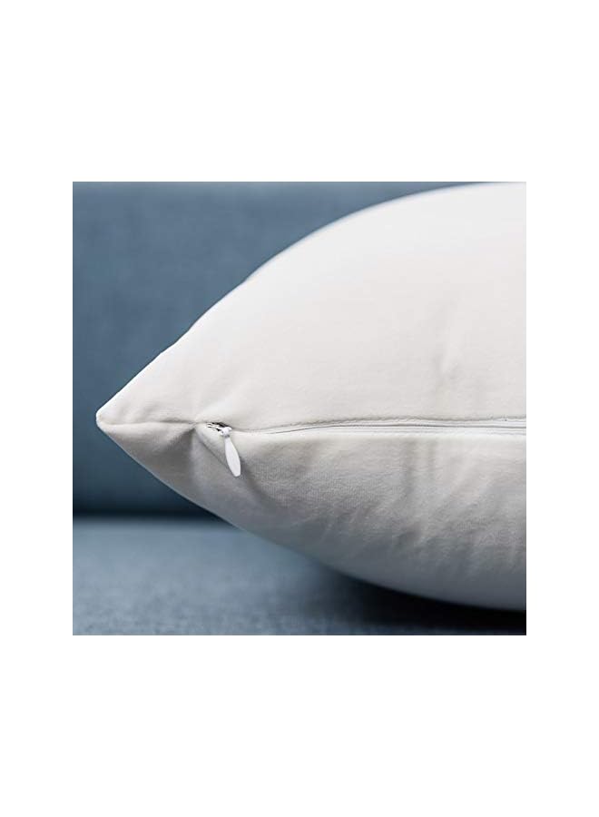 The Bros Cream White Decorative Velvet Throw Pillow Covers 20x20 Inches Set of 2,Luxury Solid Soft Pillow Covers for Sofa Couch Bed - Image 5