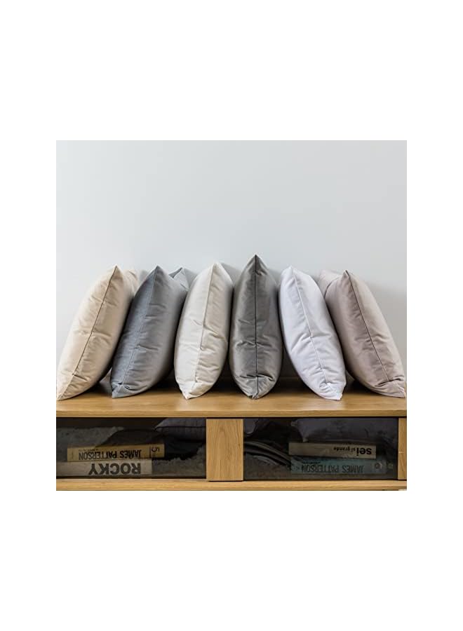 The Bros Cream White Decorative Velvet Throw Pillow Covers 20x20 Inches Set of 2,Luxury Solid Soft Pillow Covers for Sofa Couch Bed - Image 2