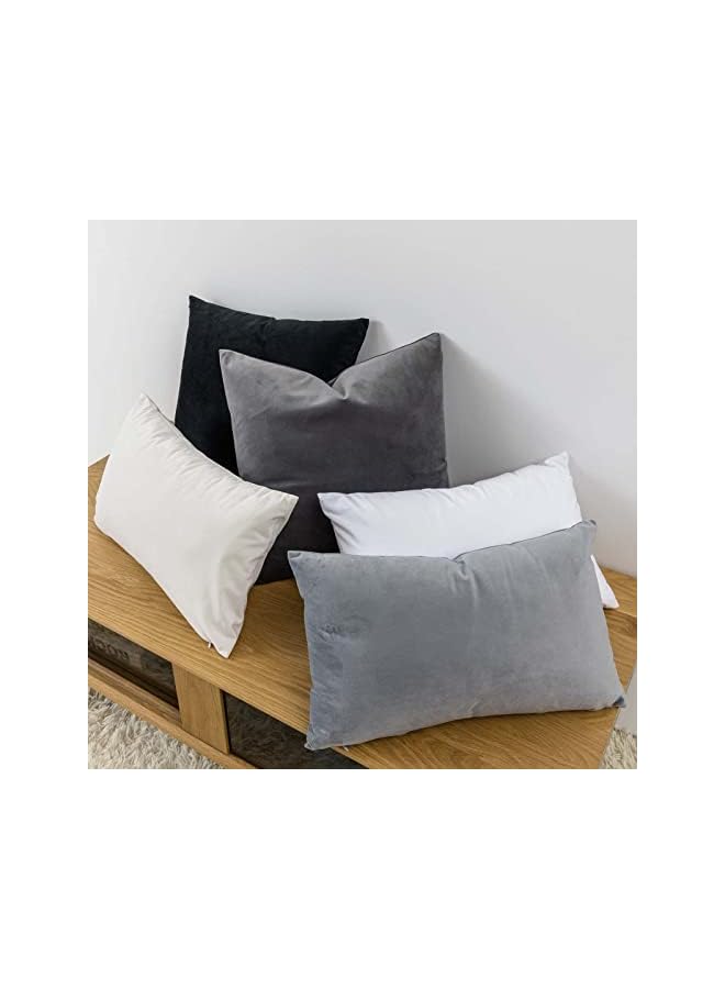 The Bros Cream White Decorative Velvet Throw Pillow Covers 20x20 Inches Set of 2,Luxury Solid Soft Pillow Covers for Sofa Couch Bed - Image 3