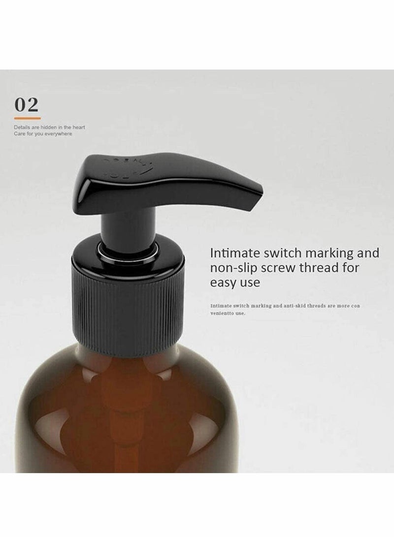 Dispenser Shampoo Pump Bottle Hand Gel Refillable Empty Amber PET Plastic Shampoo, Conditioner  Wash Shower for Bathroom, Kitchen, Office, Laundry Room, Lotions and More 2PCS 500ml/17oz, Brown - Image 5