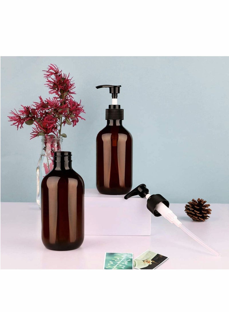 Dispenser Shampoo Pump Bottle Hand Gel Refillable Empty Amber PET Plastic Shampoo, Conditioner  Wash Shower for Bathroom, Kitchen, Office, Laundry Room, Lotions and More 2PCS 500ml/17oz, Brown - Image 4