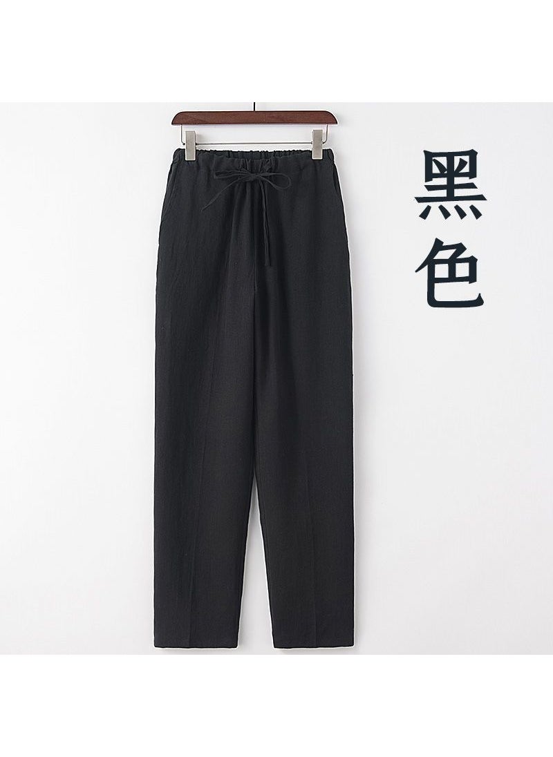 Generic - Mens Linen Pants Summer Casual Straight-Leg black - Image 1