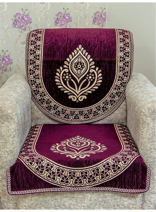 KREEVA Velvet Chenille Sofa Cover | for 5 Seater (3+1+1) Sofa | (Ciaz Purple_2, 6 Piece Set) | Sofa Slipcovers - Image 1