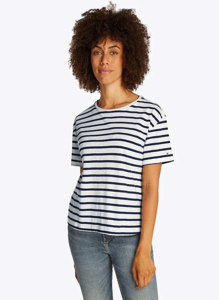 تومي هيلفيغر Striped Crew Neck T-Shirt