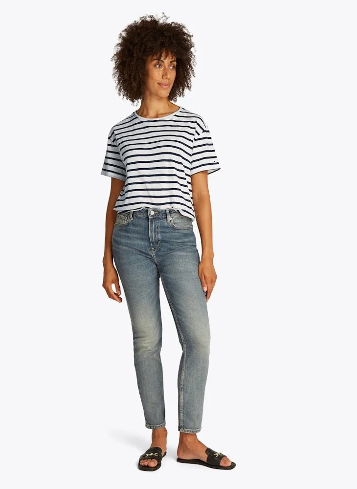 TOMMY HILFIGER  Striped Crew Neck T-Shirt for Women | Best Price UAE