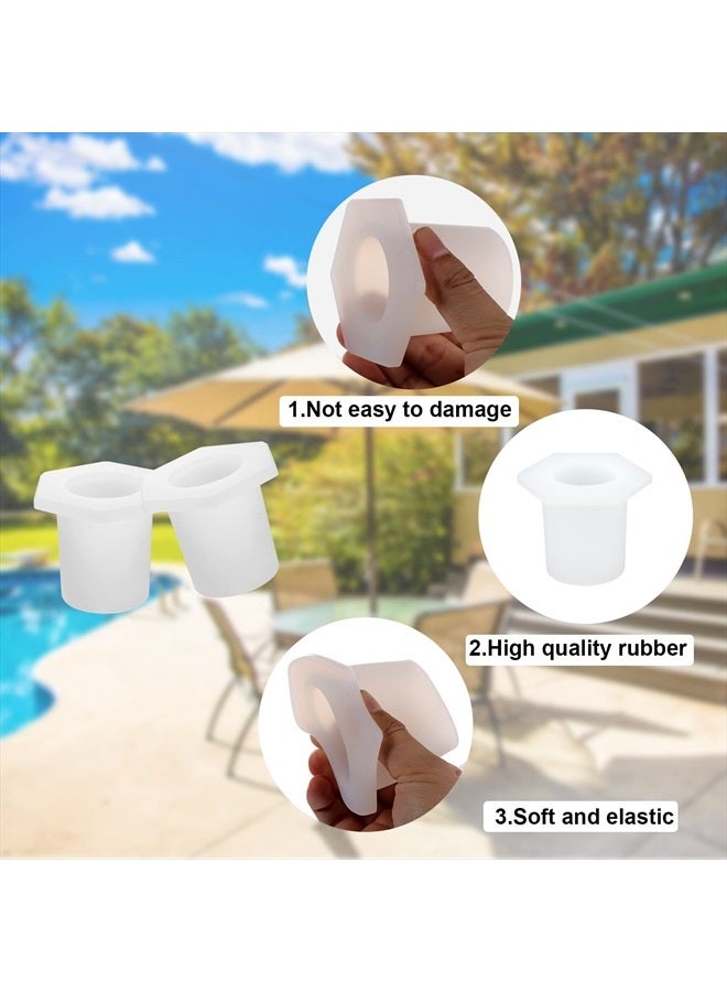 SAVITA 2pcs Table Umbrella Hole Ring, Cone Wedge Shaped Patio Table Umbrella Hole Insert Plug Silicone Patio Umbrella Replacement Parts for 2-2.5" Patio Table Hole, 1.5" Pool Umbrella Adapter (White)  - Image 3