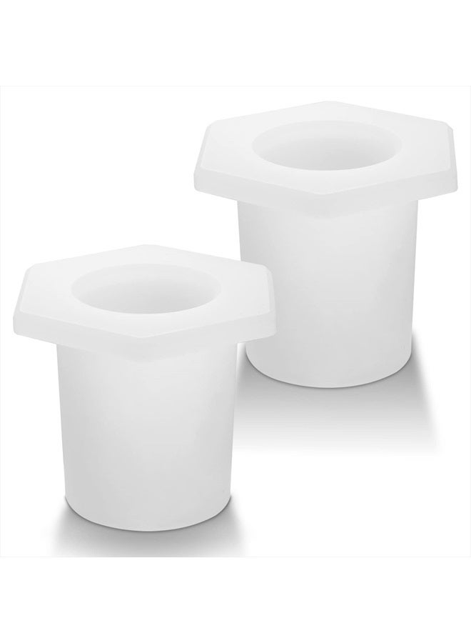 SAVITA 2pcs Table Umbrella Hole Ring, Cone Wedge Shaped Patio Table Umbrella Hole Insert Plug Silicone Patio Umbrella Replacement Parts for 2-2.5" Patio Table Hole, 1.5" Pool Umbrella Adapter (White)  - Image 1