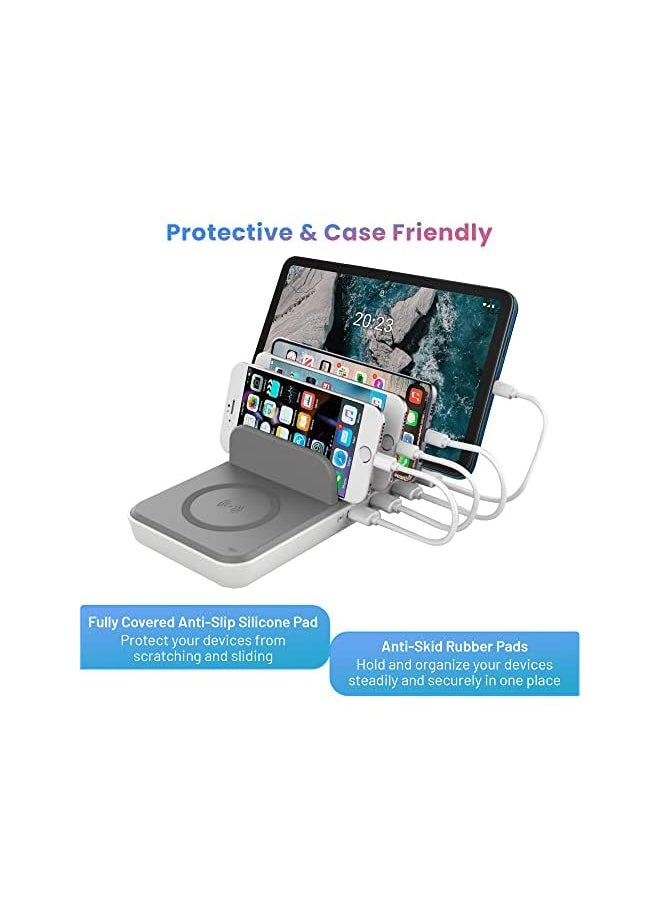 PROMASS - USB Portable Charger For Multiple Devices, 5W Travel Adapter/Wireless charger, Multi Aadapter Charging Station Compatible with iPad, Tablet, Kindle, Apple iPhone 14/13/12/11 - Image 1