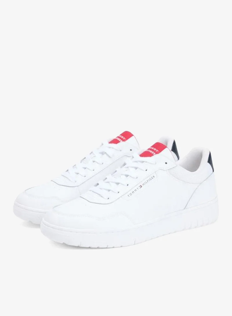 Tommy Hilfiger White Fine Cleat Basketball Sneakers With Leather for Men | Best Price UAE