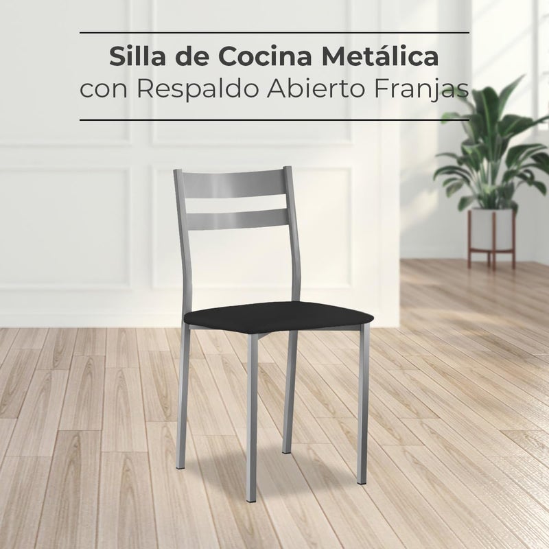 ASTIMESA Two Kitchen Chairs Backrest Black Stripes - Image 2