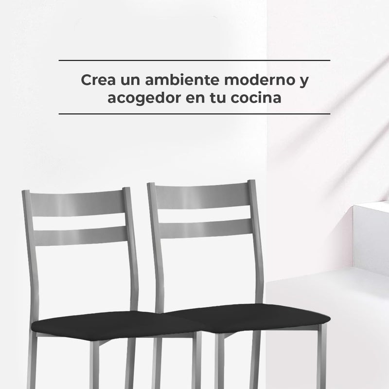 ASTIMESA Two Kitchen Chairs Backrest Black Stripes - Image 3
