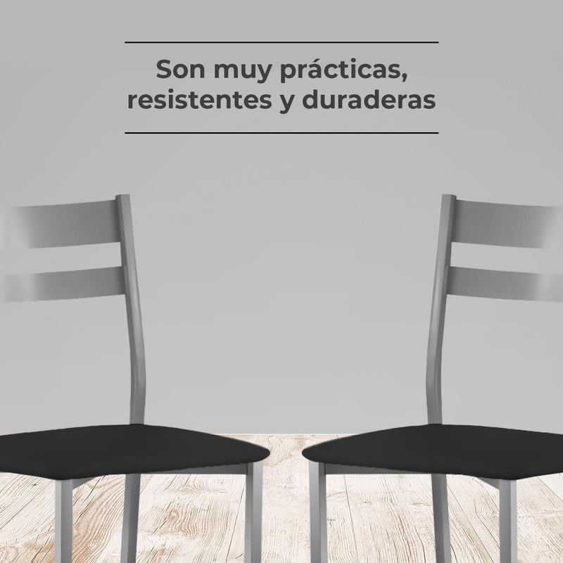 ASTIMESA Two Kitchen Chairs Backrest Black Stripes - Image 5