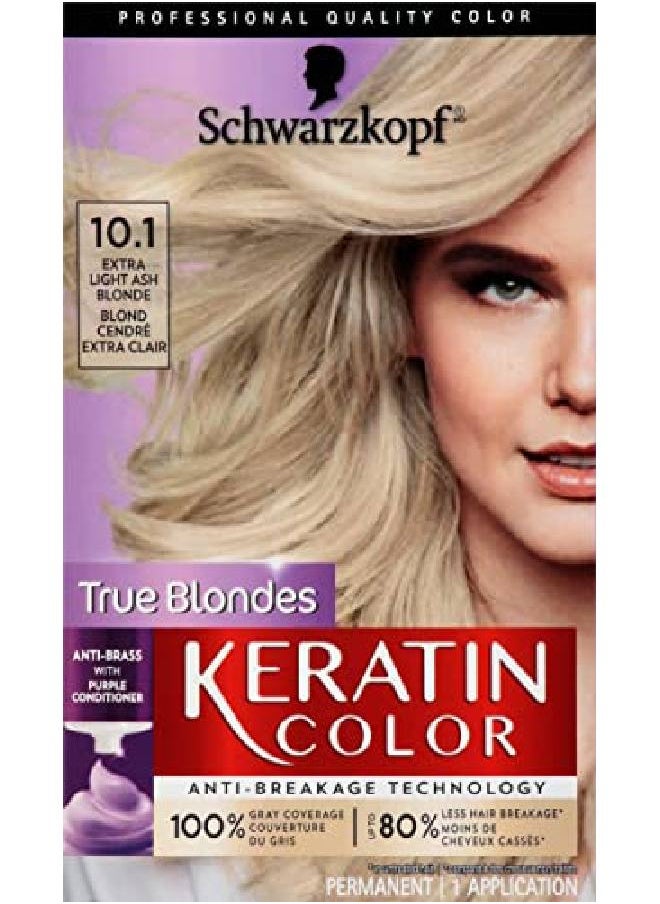 Schwarzkopf - Keratin Color Permanent Hair Color Cream 10.1 Extra Light Ash Blonde 1 Kit - Image 1