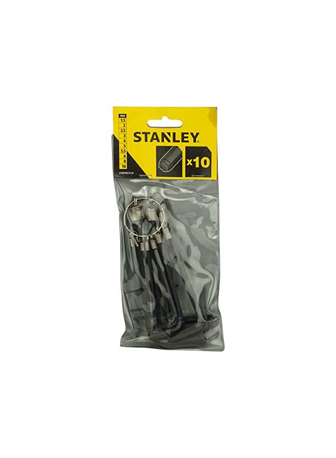 Stanley Set 10 Allen Wrenches With Ring Stmt69213 8 H11.8 X W26.4 X D0.4 Cm Black/Yellow - Image 5
